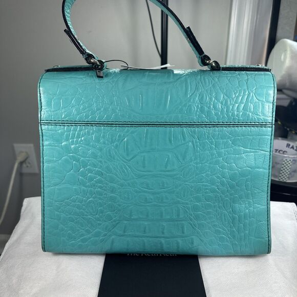 Kate Spade Orchard Valley Doris Croc Embossed Leather Bag Satchel Turquoise - Picture 3 of 9